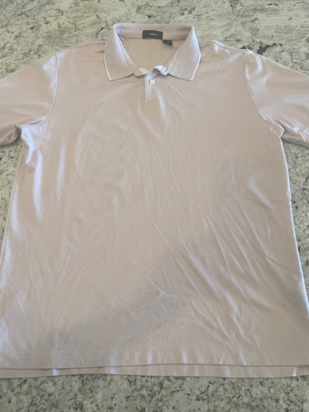 Theory Designer Polo Men's L Pink Tipped Collar Preppy Coastal Golf Resortwear